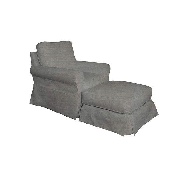 Sunset Trading Horizon Box Cushion Chair &amp; Ottoman Slip Cover Set - Gray SU-114993SC-30-391094